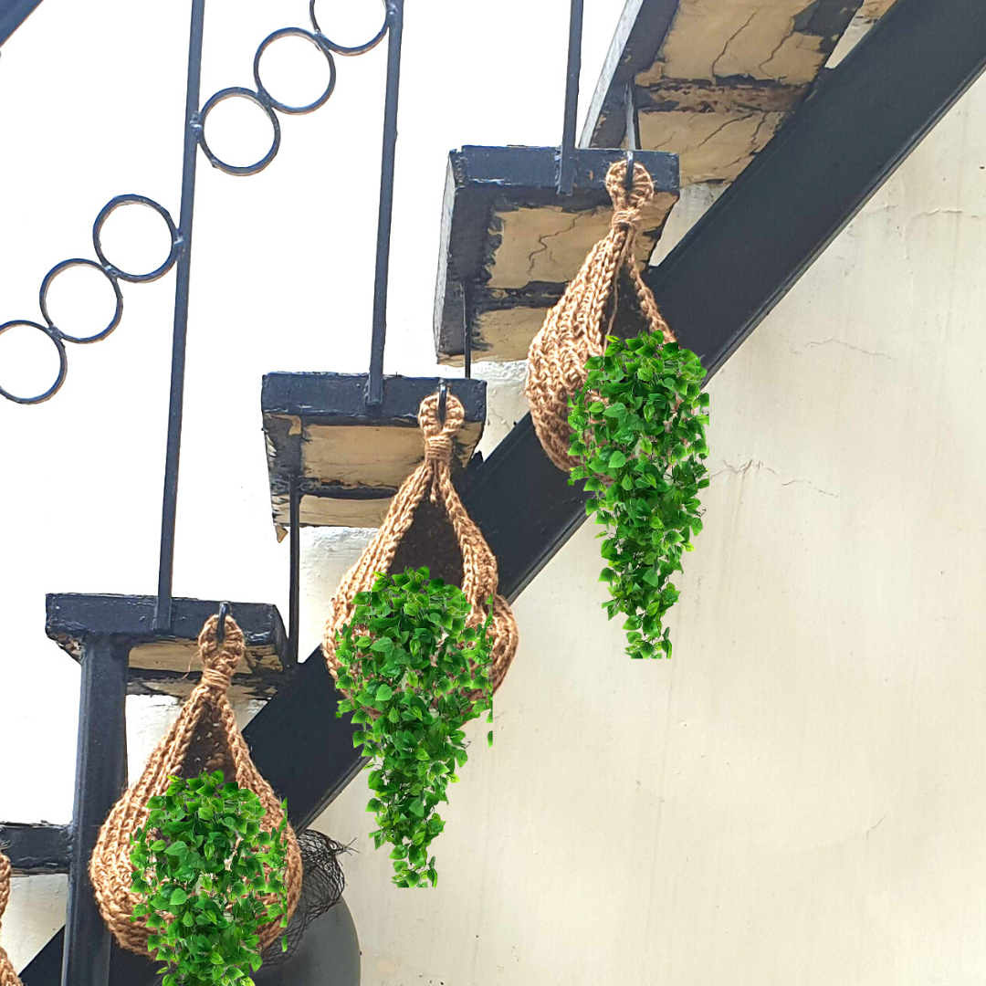 Jute Hanging Wall Basket or Planter 13 -  Set Of 2 -Shiroli