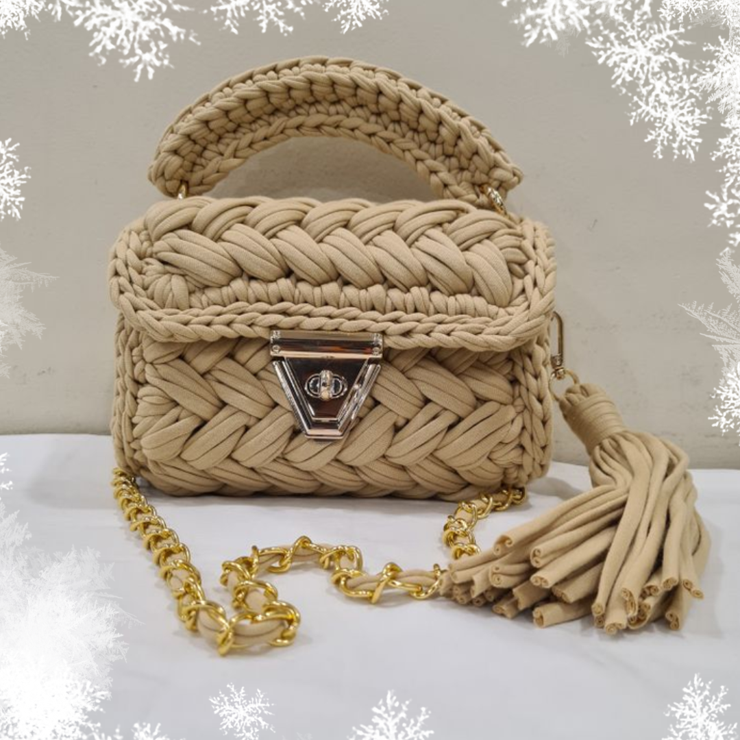 Shiroli Handmade Designer Beige Bag-Image1
