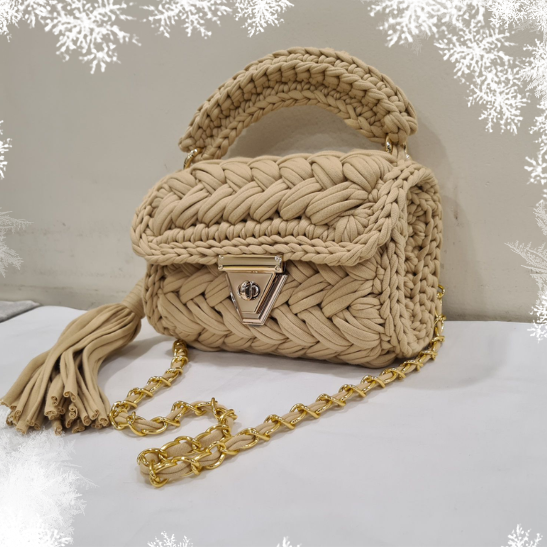 Shiroli Handmade Designer Beige Bag-Image3