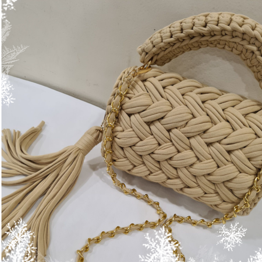Shiroli Handmade Designer Beige Bag-Image4
