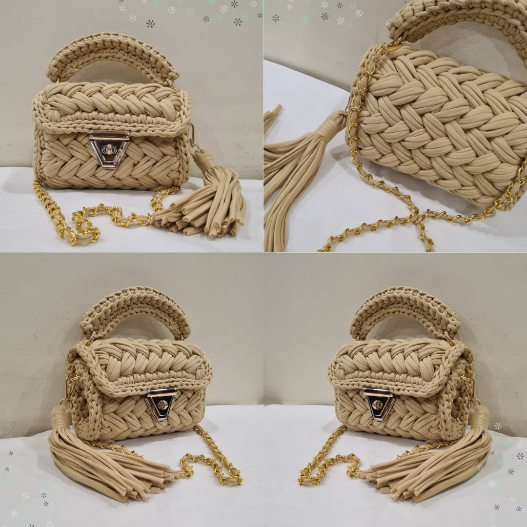 Shiroli Handmade Designer Beige Bag-Image5