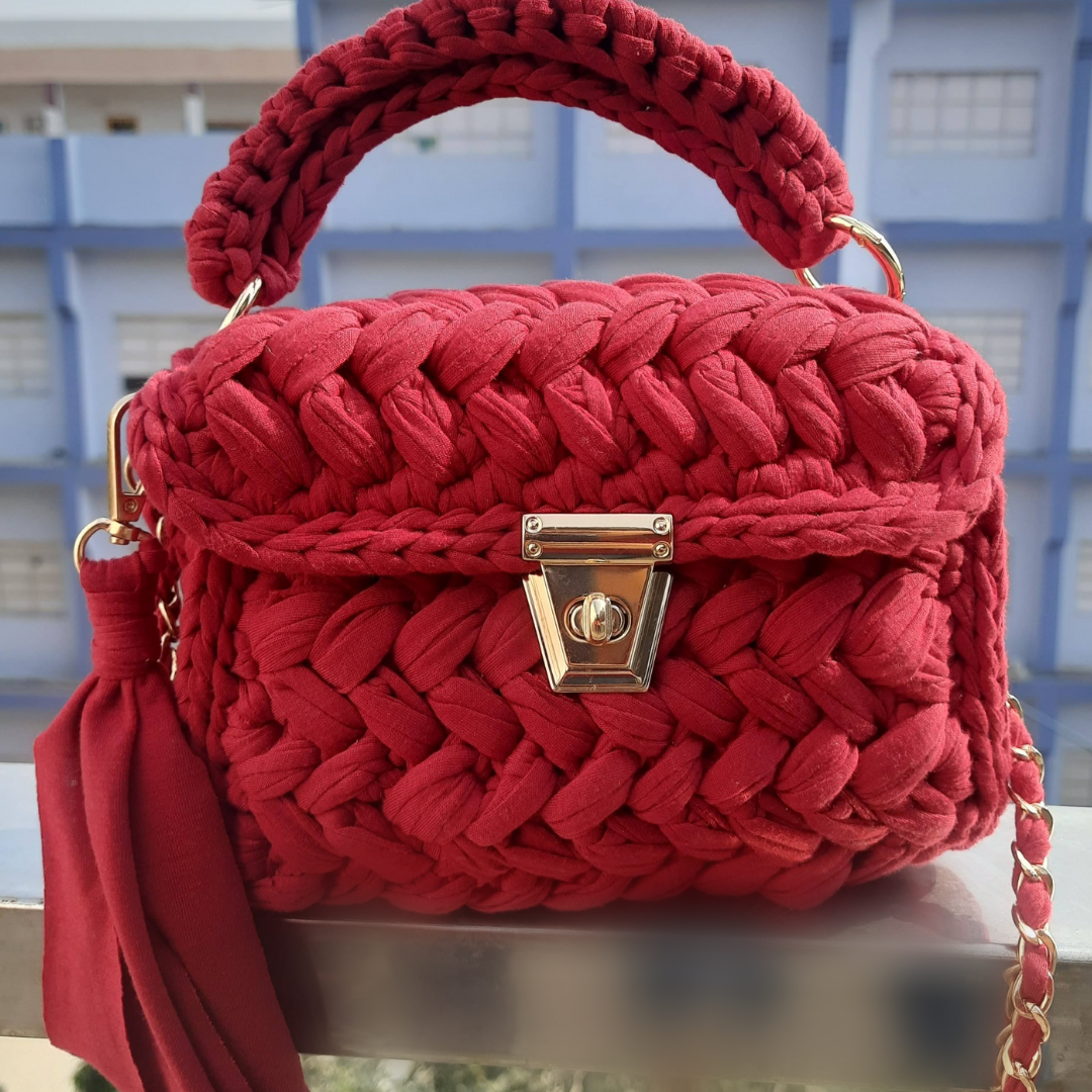 Shiroli Handmade Designer Burgundy Love Bag - Image 2