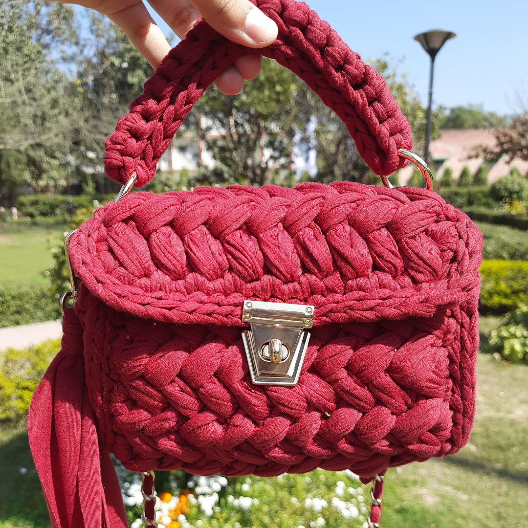 Shiroli Handmade Designer Burgundy Love Bag - Image 6