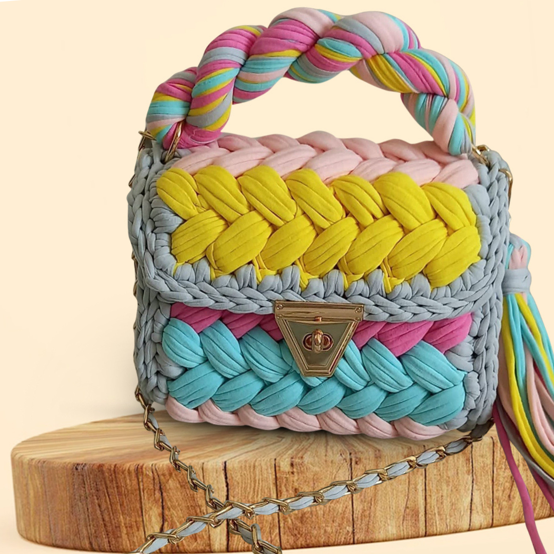Climbing Rope Crochet Bag Shiroli Handmade Designer Color-Burst