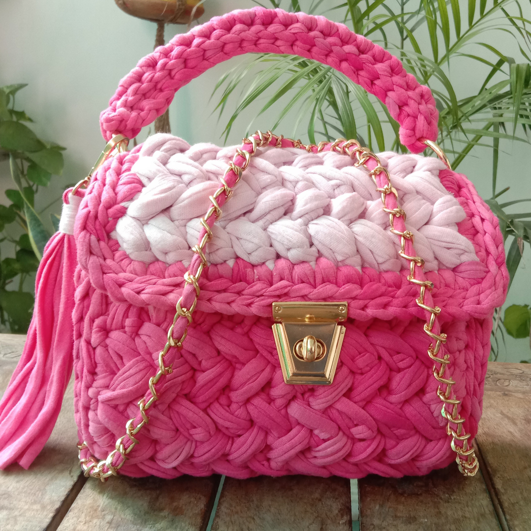 Shiroli Handmade Designer Dual Pink Bag - Image 1