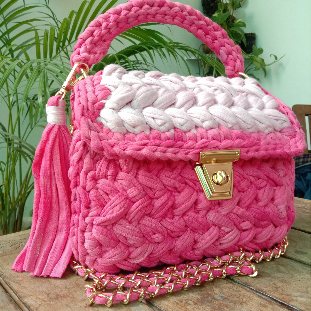 Shiroli Handmade Designer Dual Pink Bag - Image 2