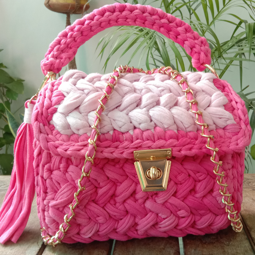 Shiroli Handmade Designer Dual Pink Bag - Image 3