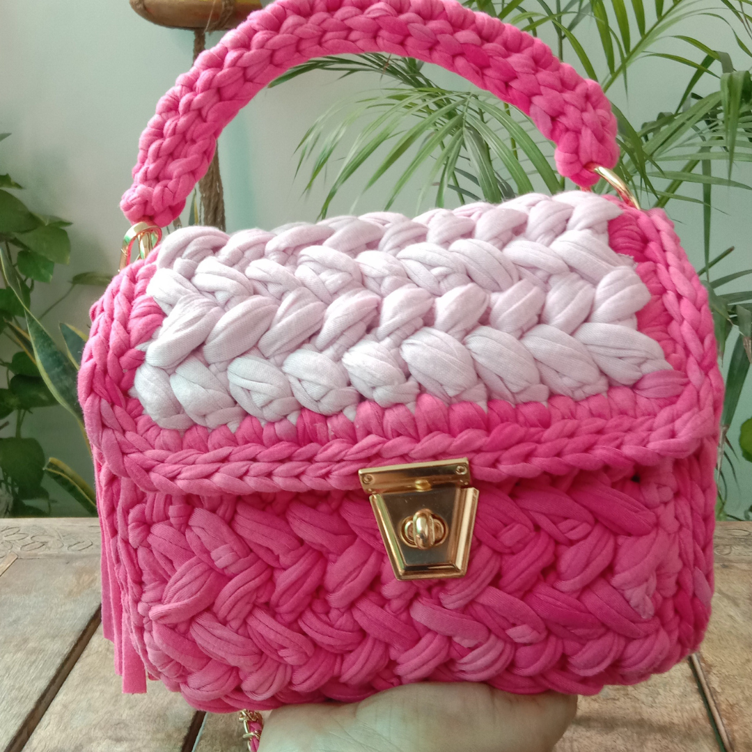 Shiroli Handmade Designer Dual Pink Bag - Image 5
