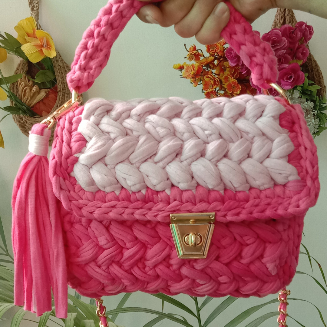 Shiroli Handmade Designer Dual Pink Bag - Image 6