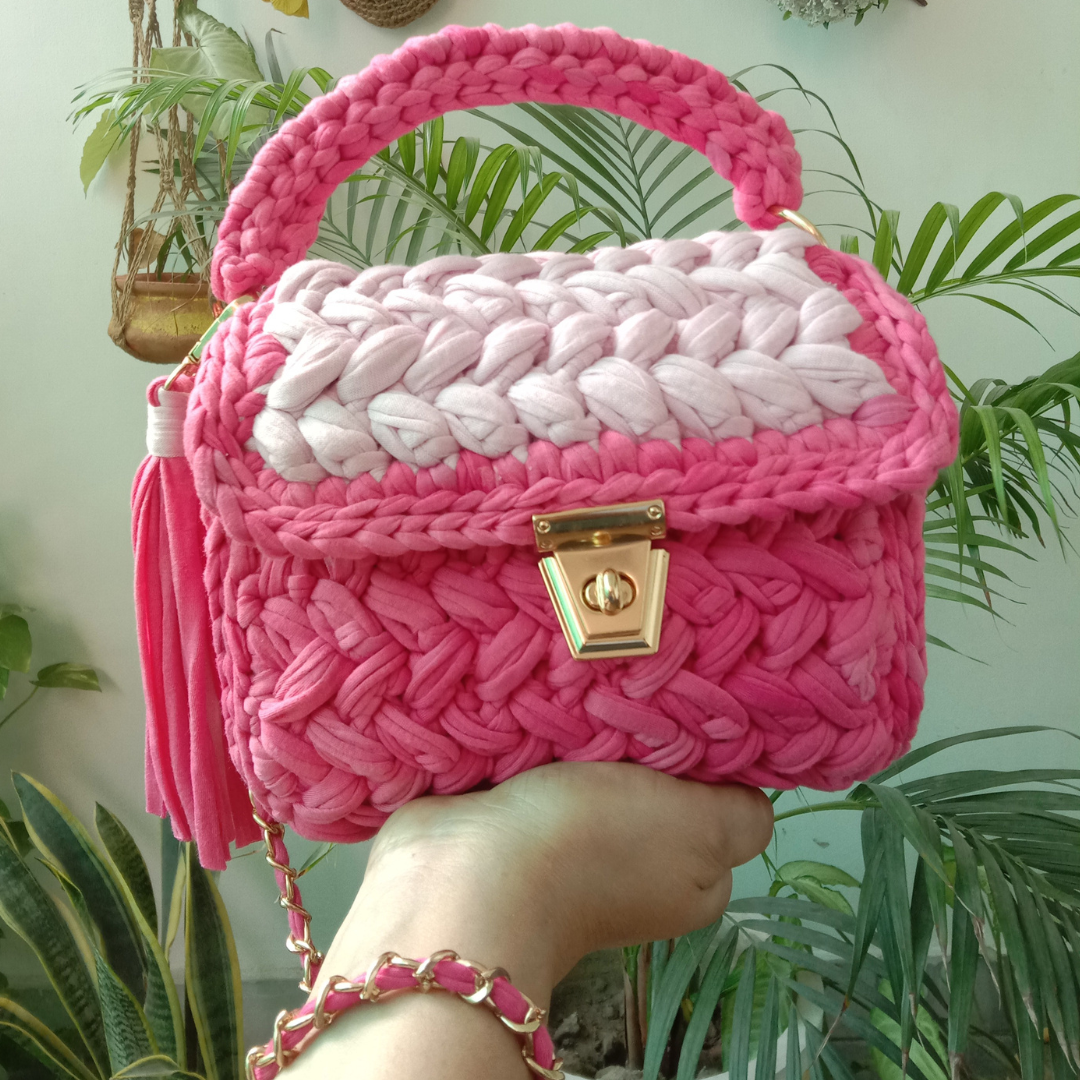 Shiroli Handmade Designer Dual Pink Bag - Image 4