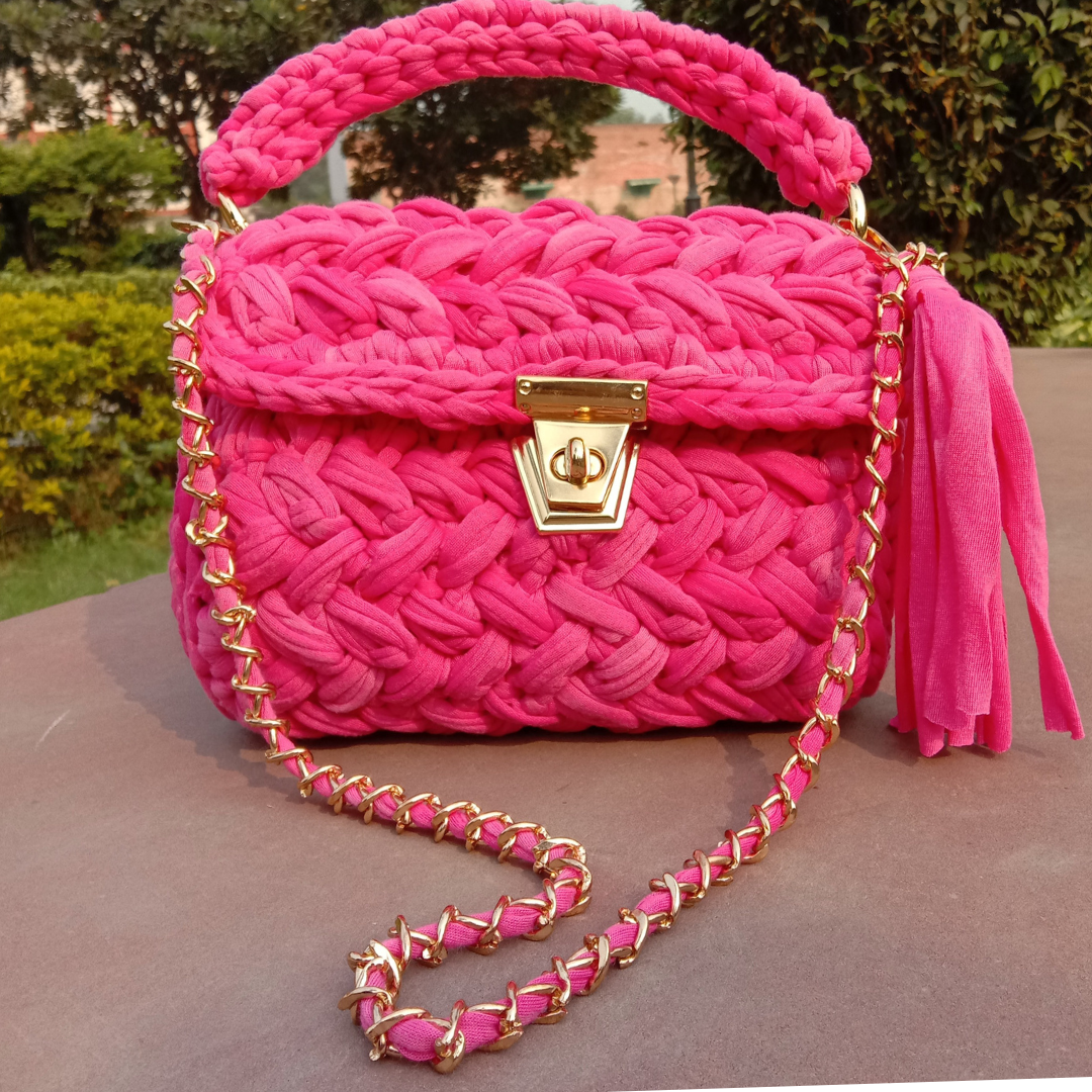 Shiroli Handmade Designer Hot Pink Bag-Image1