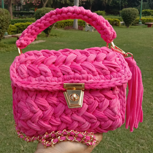 Shiroli Handmade Designer Hot Pink Bag-Image3