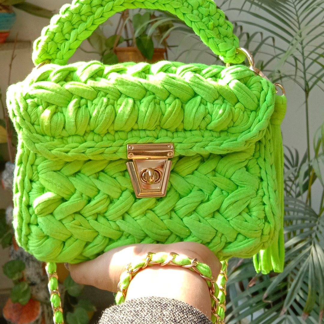 Shiroli Handmade Designer Lawn Green Bag - Image 2