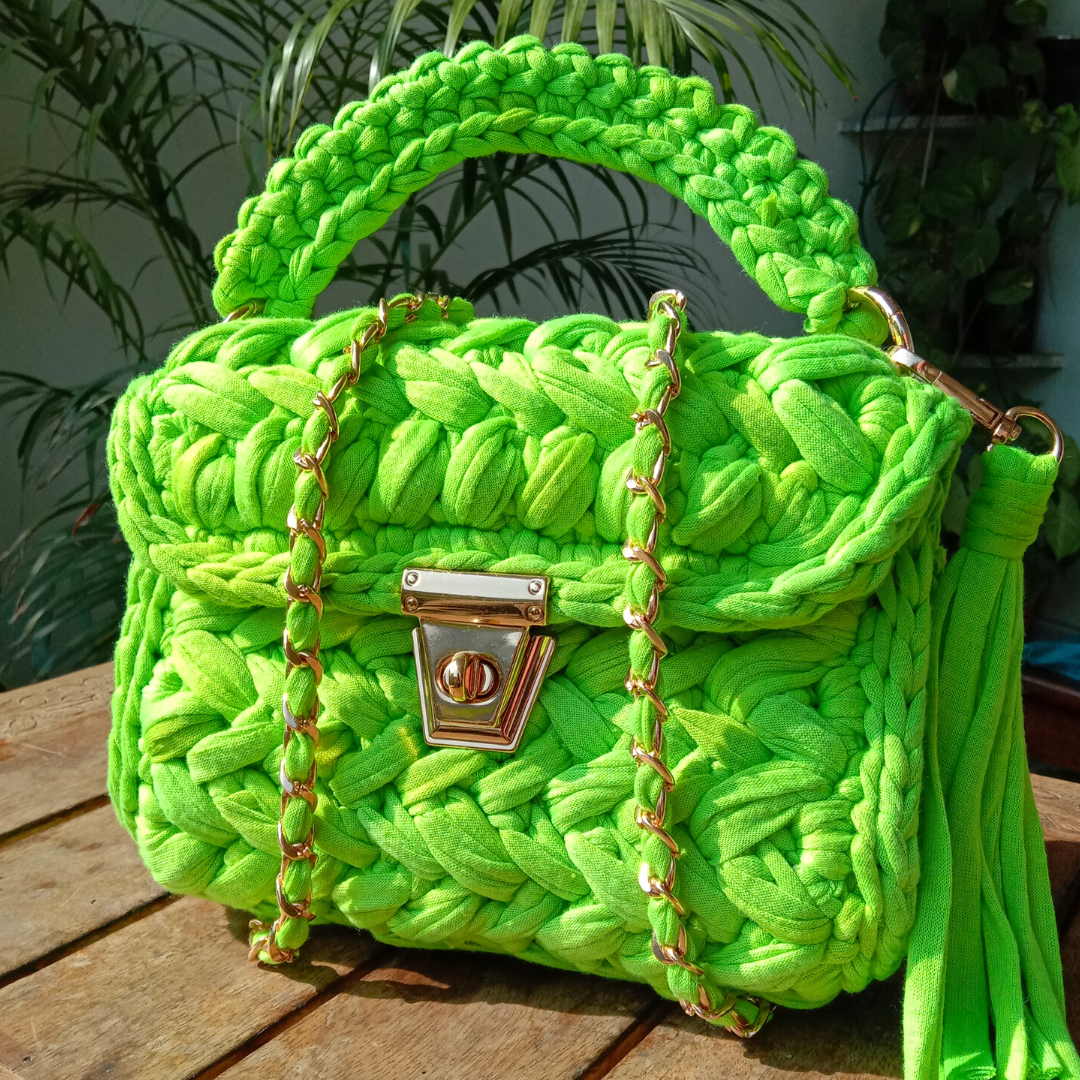 Shiroli Handmade Designer Lawn Green Bag - Image 3
