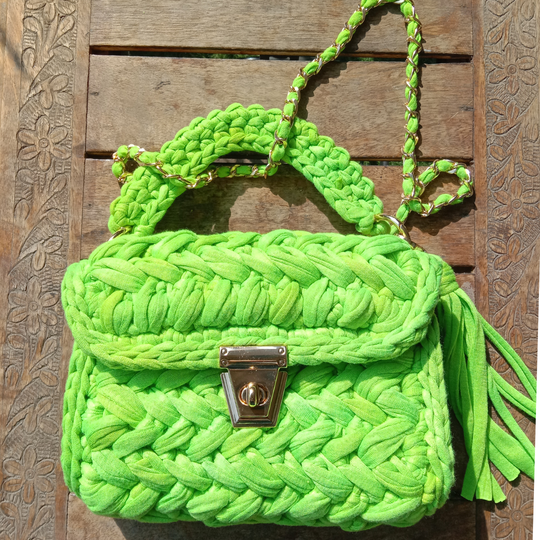 Shiroli Handmade Designer Lawn Green Bag - Image 5