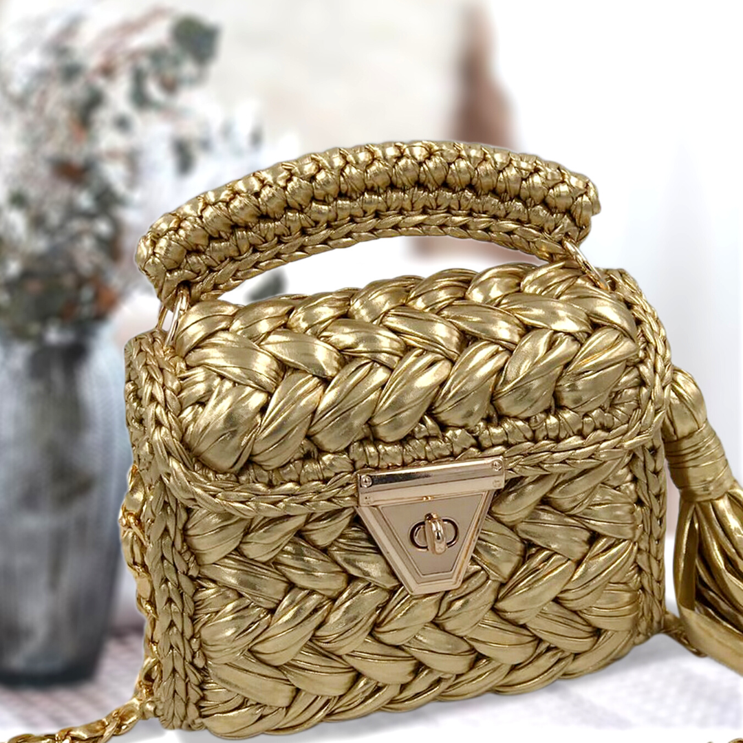 Shiroli Handmade Designer Metallic Golden Bag - Image 1