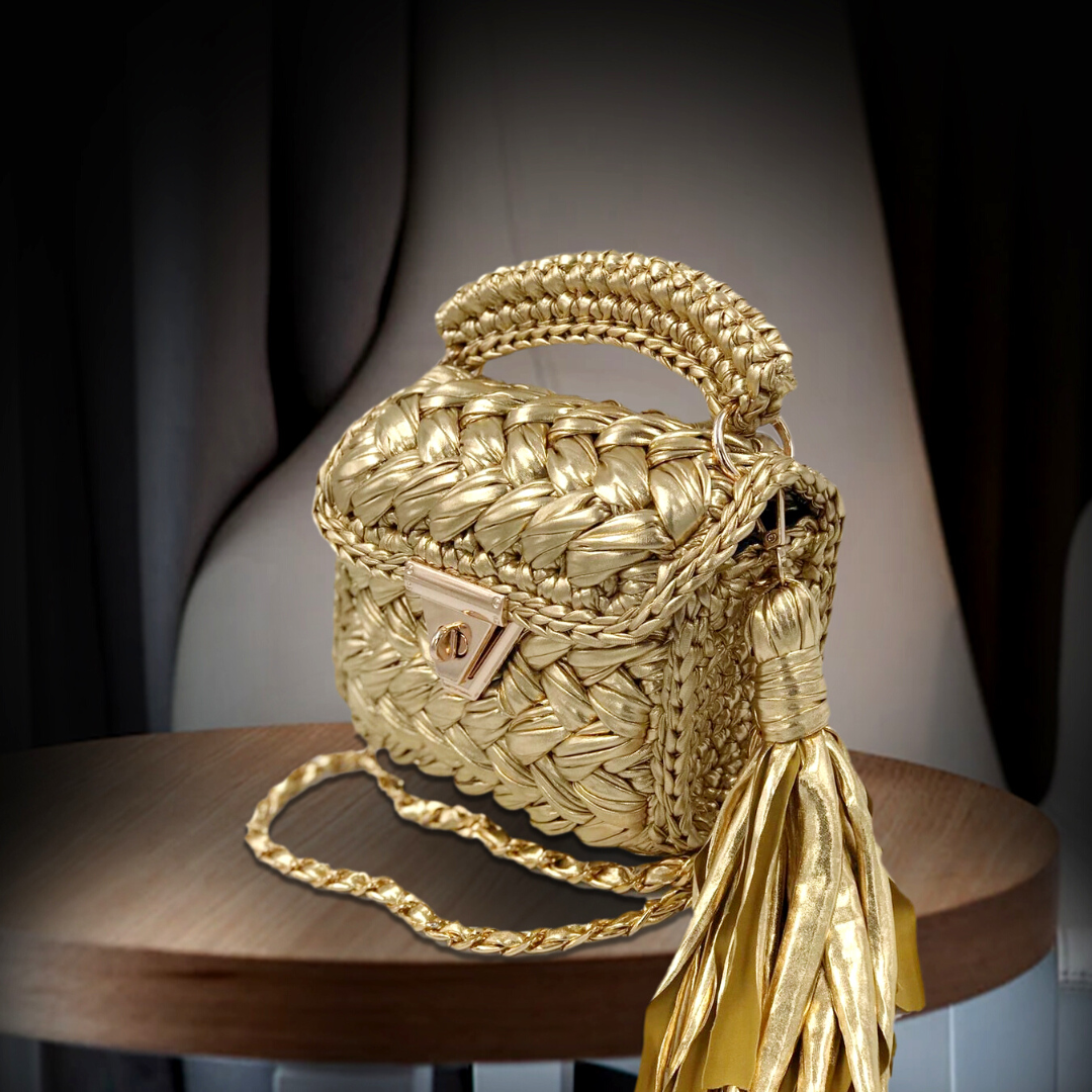 Shiroli Handmade Designer Metallic Golden Bag - Image 2