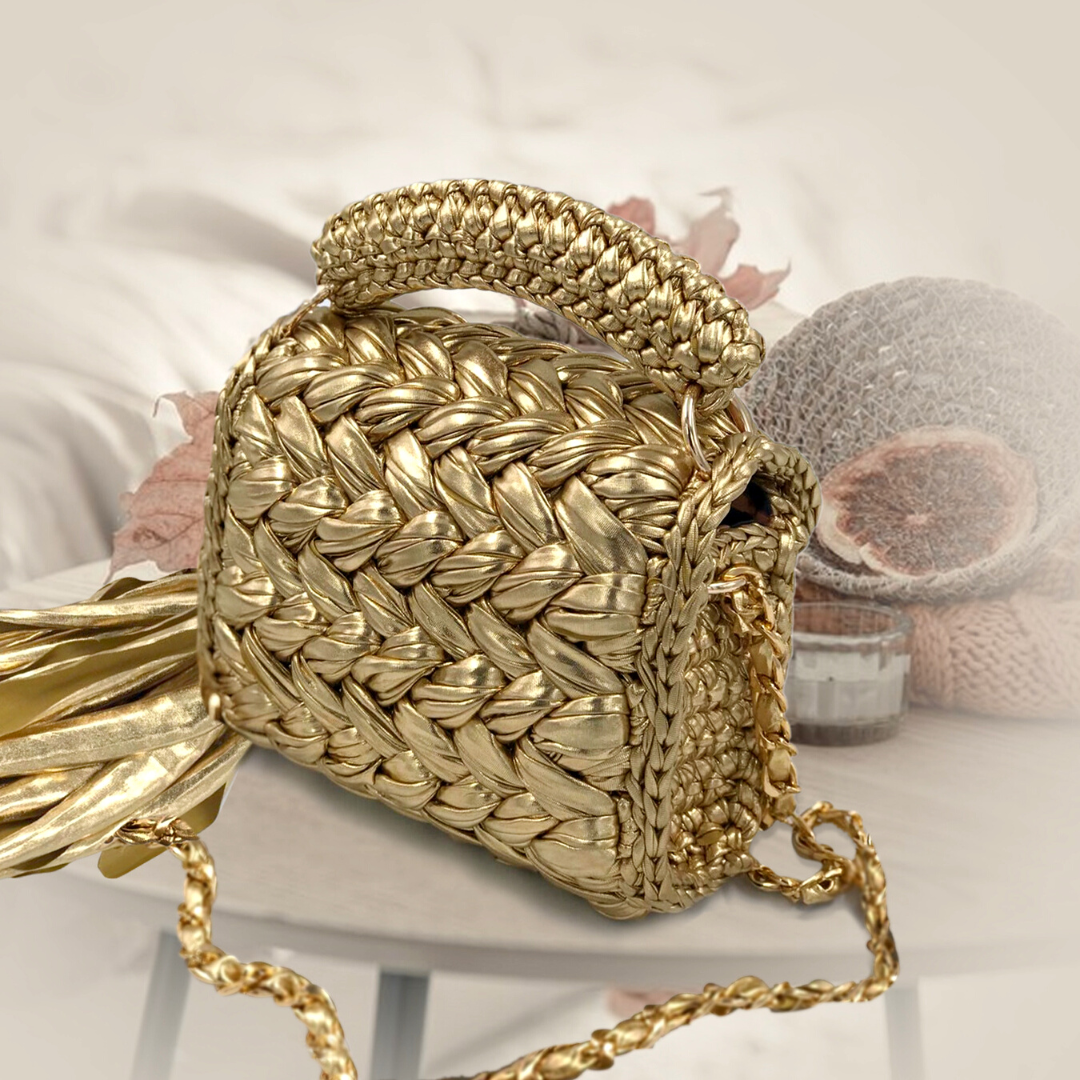 Shiroli Handmade Designer Metallic Golden Bag - Image 4