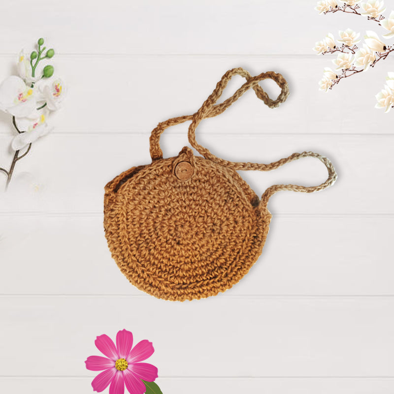 Stylish Round Jute Cross-body Bag- Shiroli - Image 3